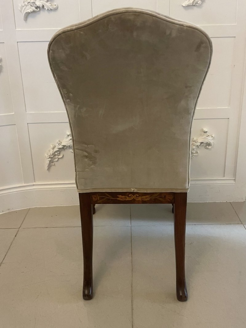 Set of 12 Antique Quality Burr Walnut Inlaid Marquetry Dining Chairs - Image 8